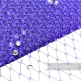 Petershams Millinery Supplies purple diamante veiling with clear acrylic rhinestones for wedding hats and fascinators.