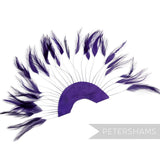 Petershams Millinery Supplies purple stripped hackle feather fan on a cotton base for hat and fascinator trimming