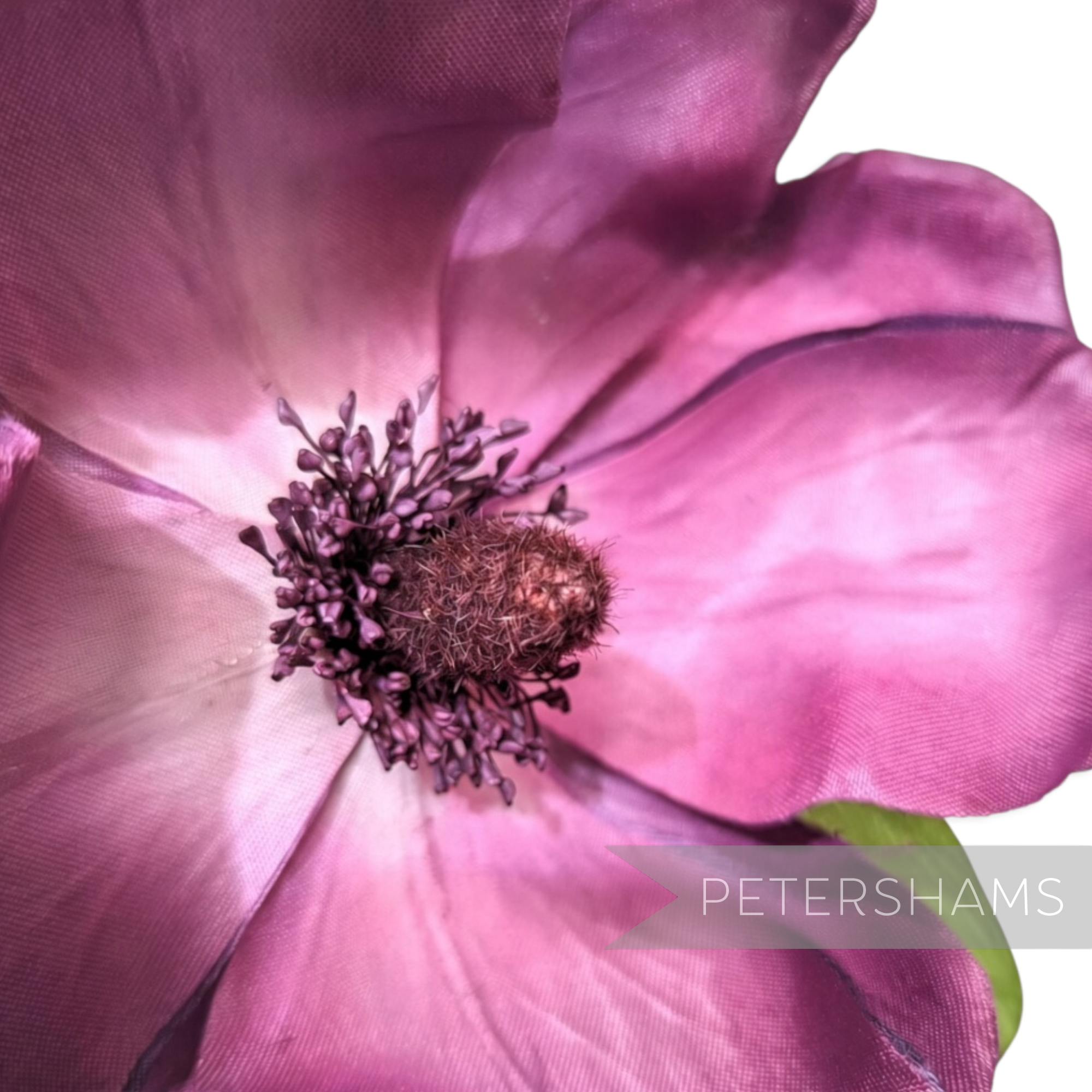 Petershams Millinery Supplies vintage 1980s large purple fabric magnolia flower with detailed central stamens