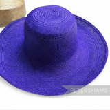 Petershams Millinery Supplies royal purple handmade Panama straw capeline hat body with fine circular weave.