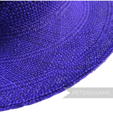 Petershams Millinery Supplies royal purple handmade Panama straw capeline hat body with a fine circular weave.