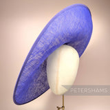 Petershams Millinery Supplies extra large purple sloped sinamay hat base with petersham ribbon edge