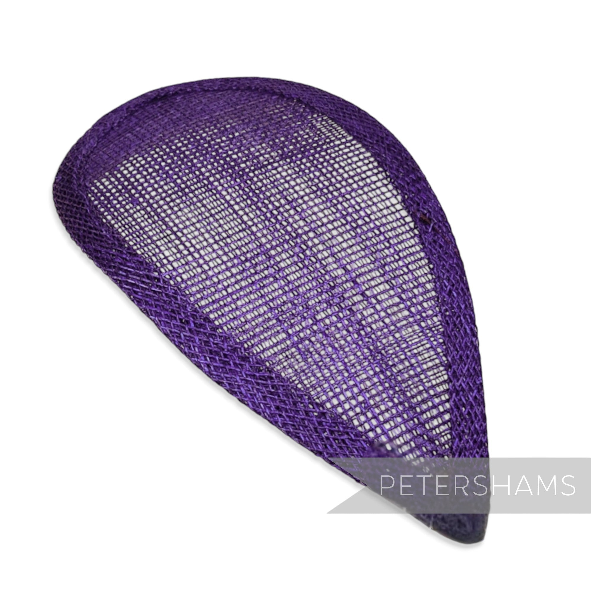 Petershams Millinery Supplies purple teardrop sinamay hat base with wired edges for custom shaping