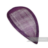 Petershams Millinery Supplies plum teardrop shaped sinamay hat base with wired edges for custom styling.