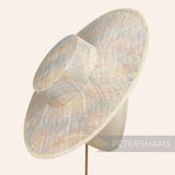 Petershams Millinery Supplies rainbow metallic lurex sinamay boater fascinator hat base with a wide brim