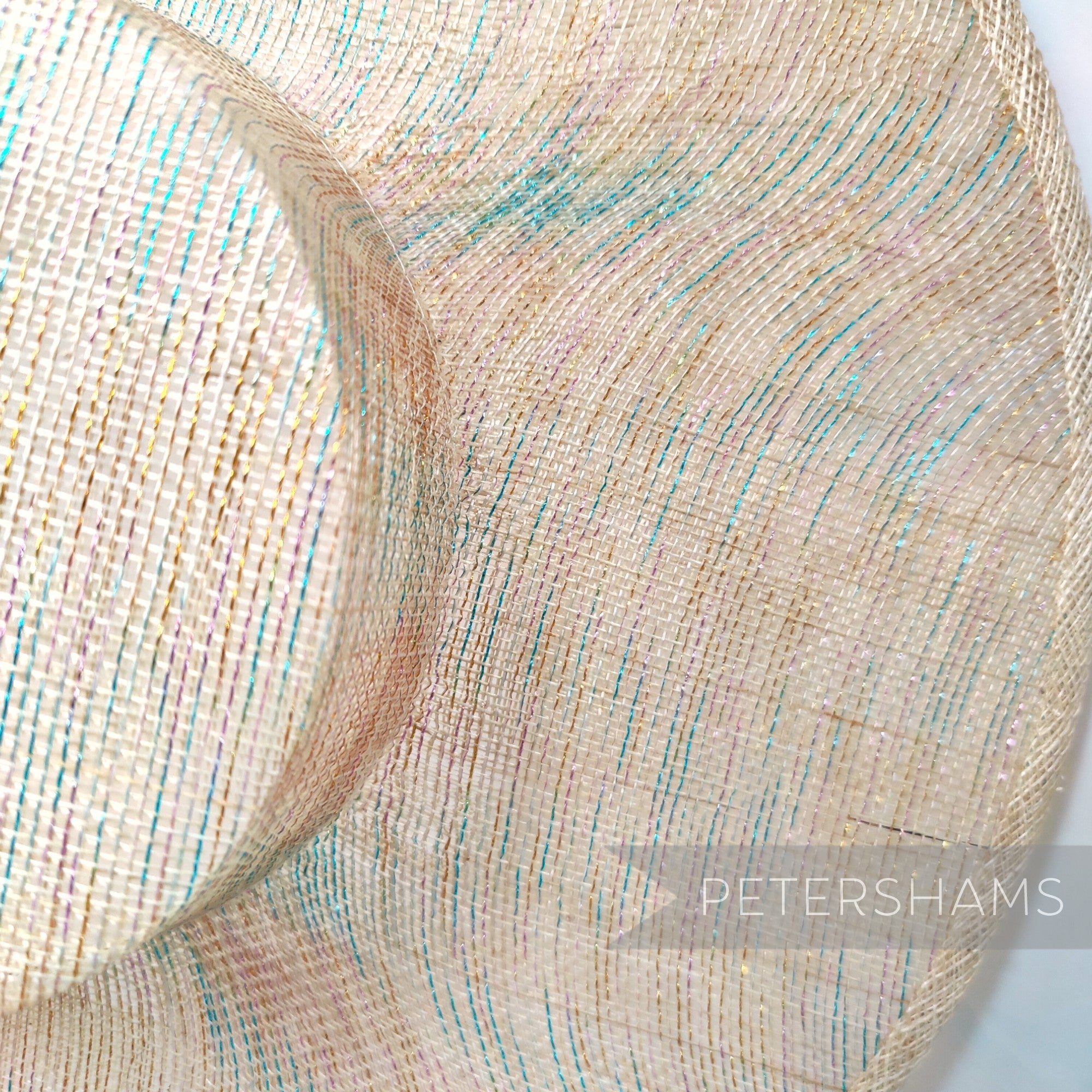 Petershams Millinery Supplies rainbow metallic lurex sinamay boater fascinator hat base with wide brim