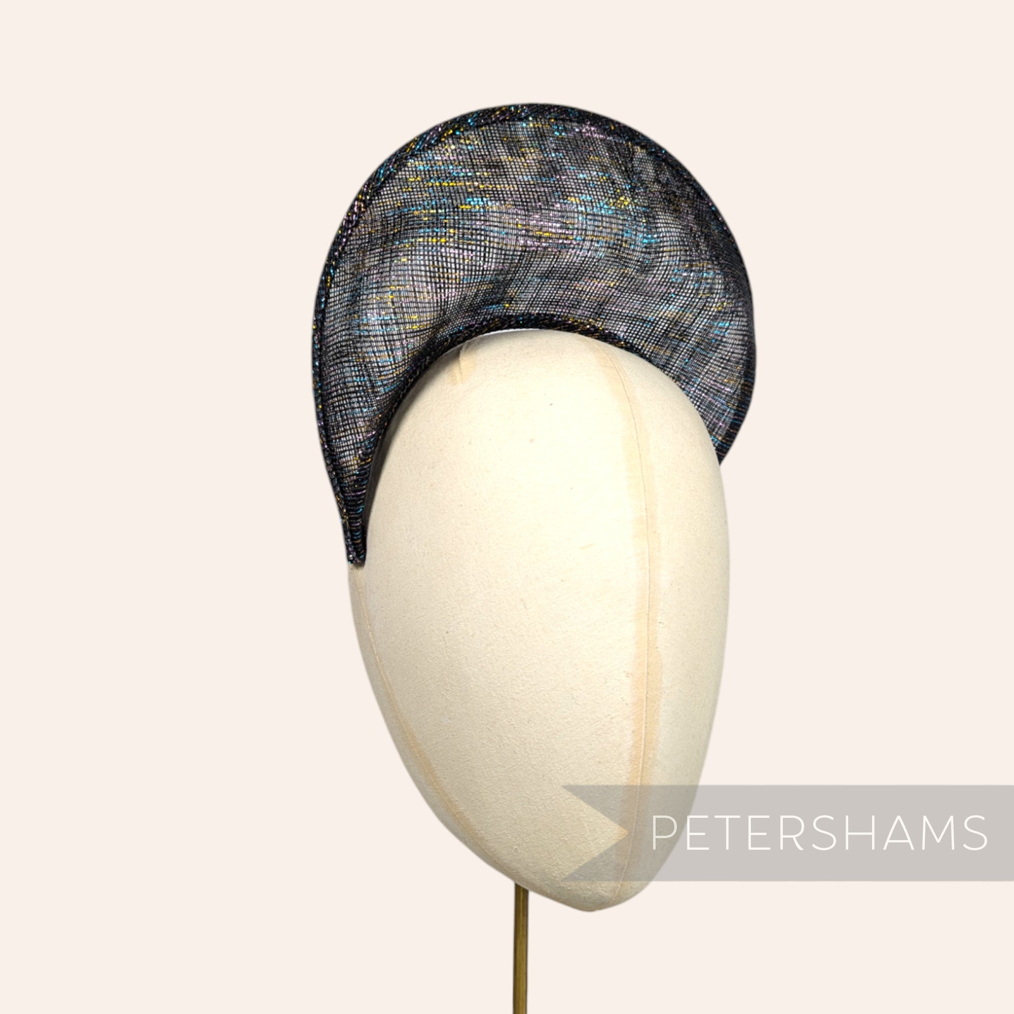 Petershams Millinery Supplies rainbow lurex sinamay halo crown fascinator hat base for millinery and hat making