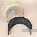 Petershams Millinery Supplies rainbow lurex sinamay halo crown fascinator hat bases in light and dark colourways