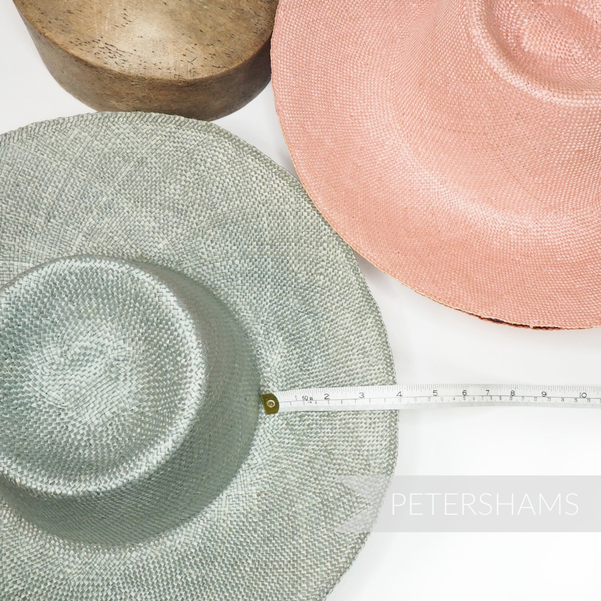Petershams Millinery Supplies ramie straw capeline hat bodies in duck egg and pink