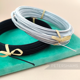 Petershams Millinery Supplies 1.2mm French rayon covered millinery wire in black and silver coils