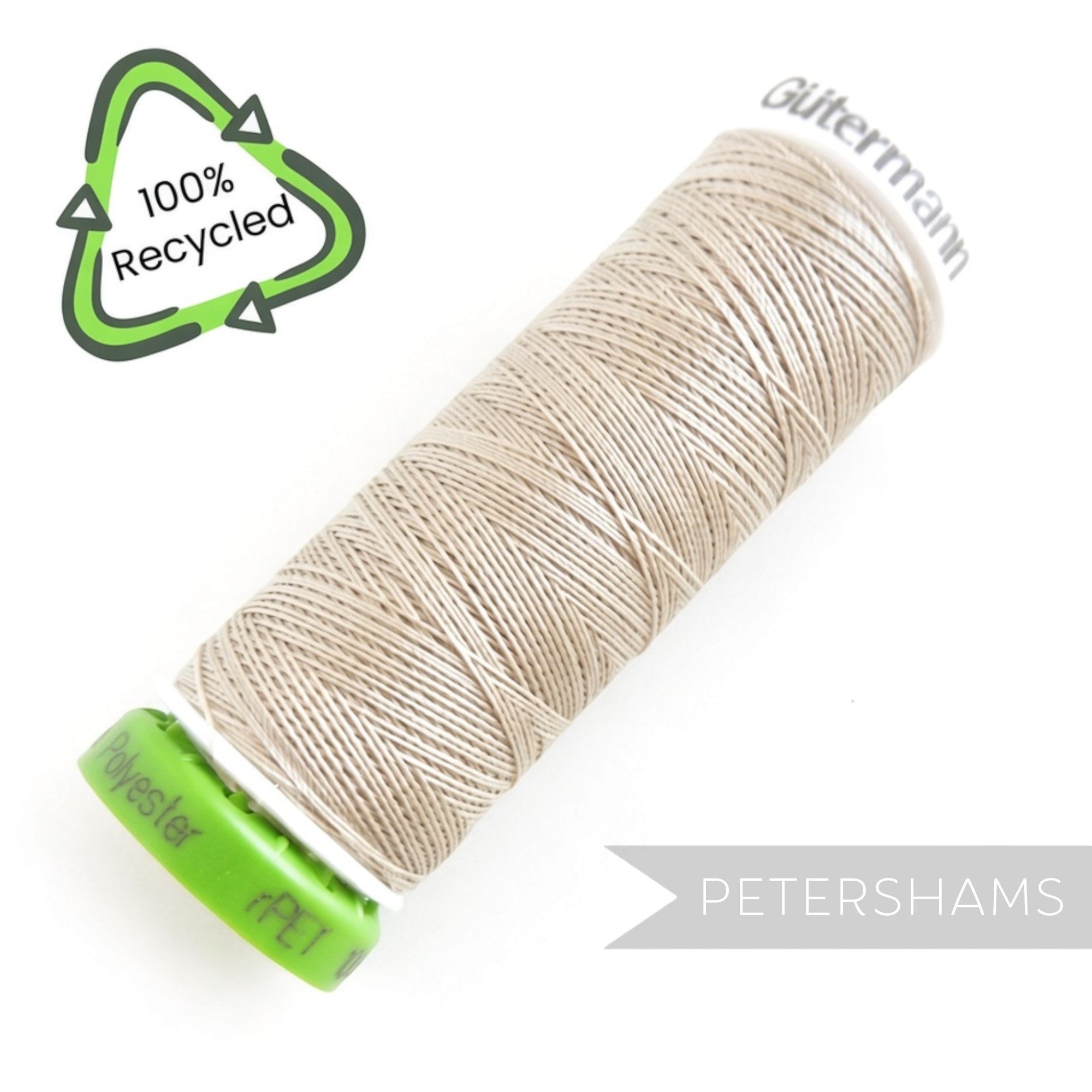 Petershams Millinery Supplies Gutermann 100% recycled beige polyester sewing thread on a 100m spool