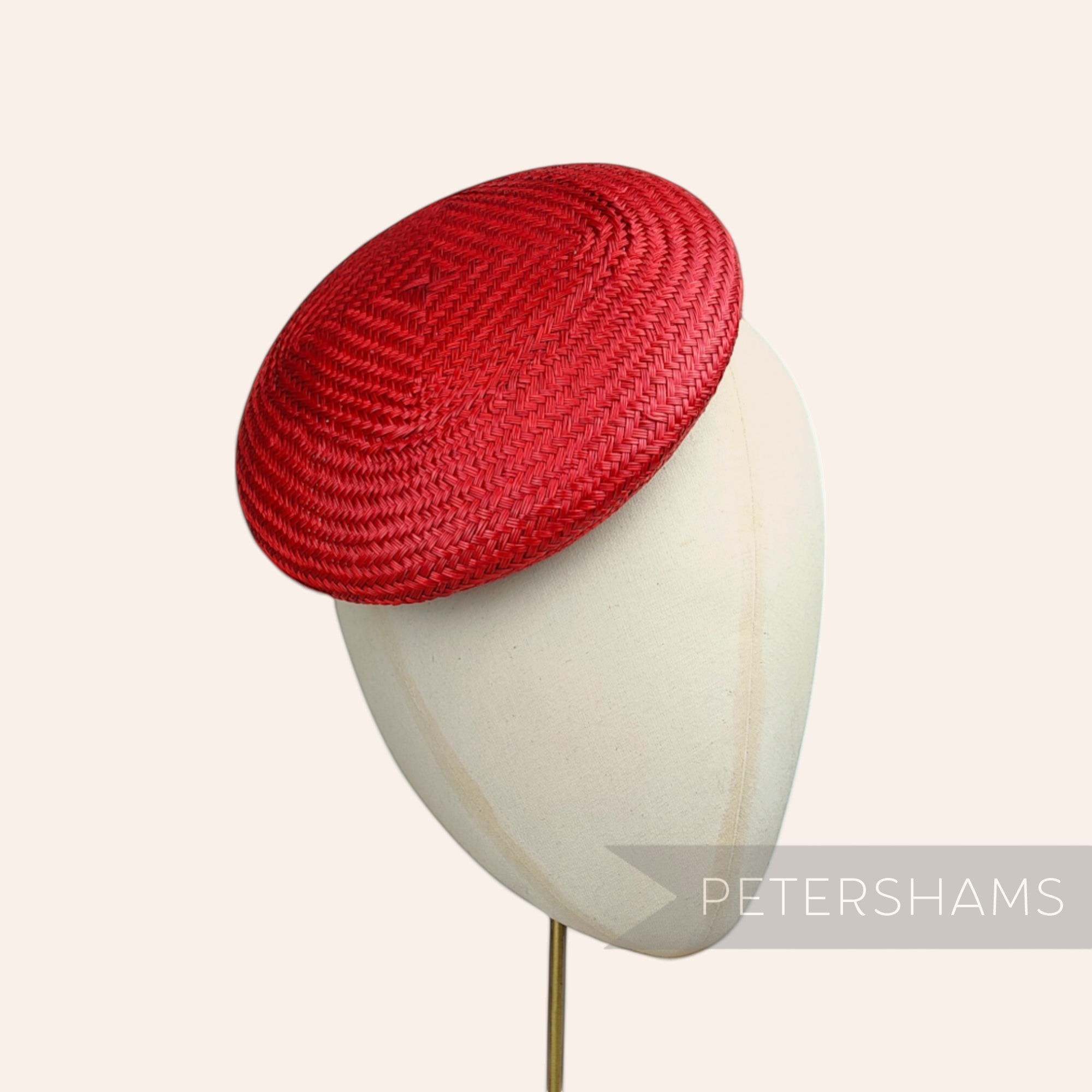 Petershams Millinery Supplies red round buntal straw button fascinator hat base