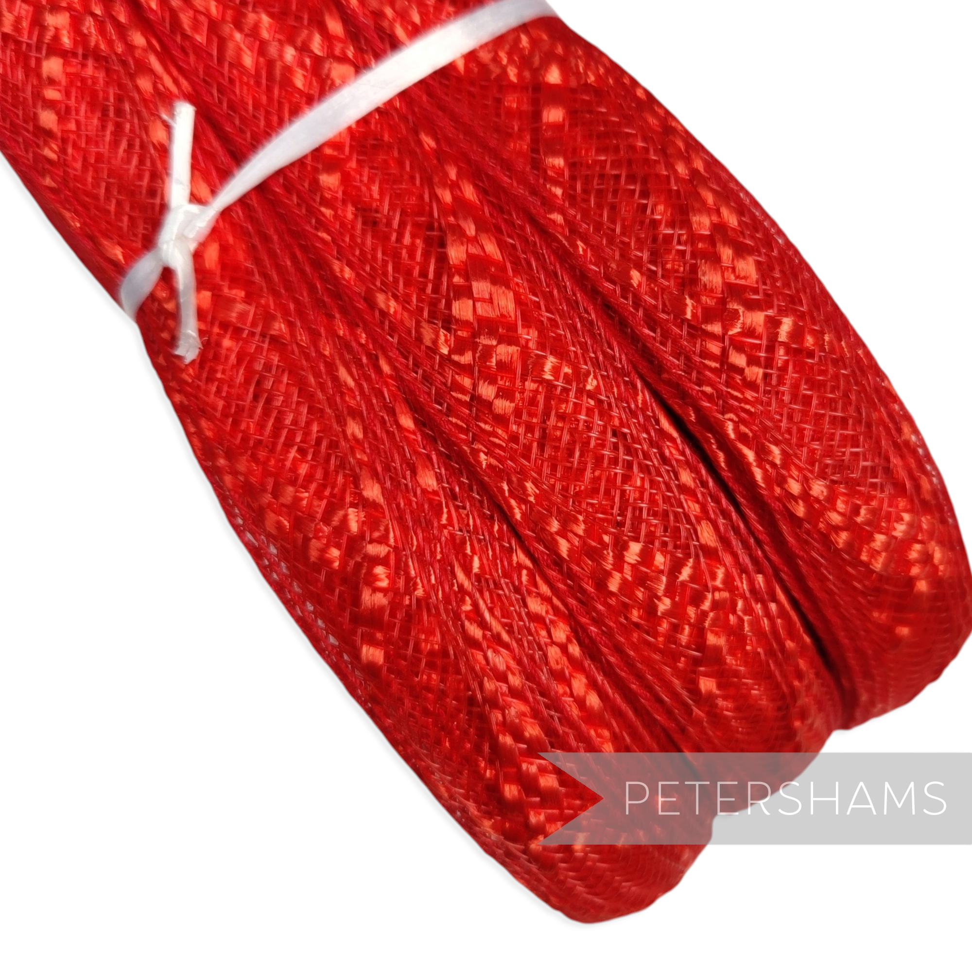 Petershams Millinery Supplies 20mm red crin and polybraid millinery braid with shiny zig zag weave in a full hank