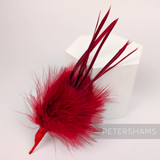 Petershams Millinery Supplies red marabou and goose biot feather hat mount for fascinators