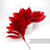 Petershams Millinery Supplies large red spiky goose feather wired millinery mount for hat making