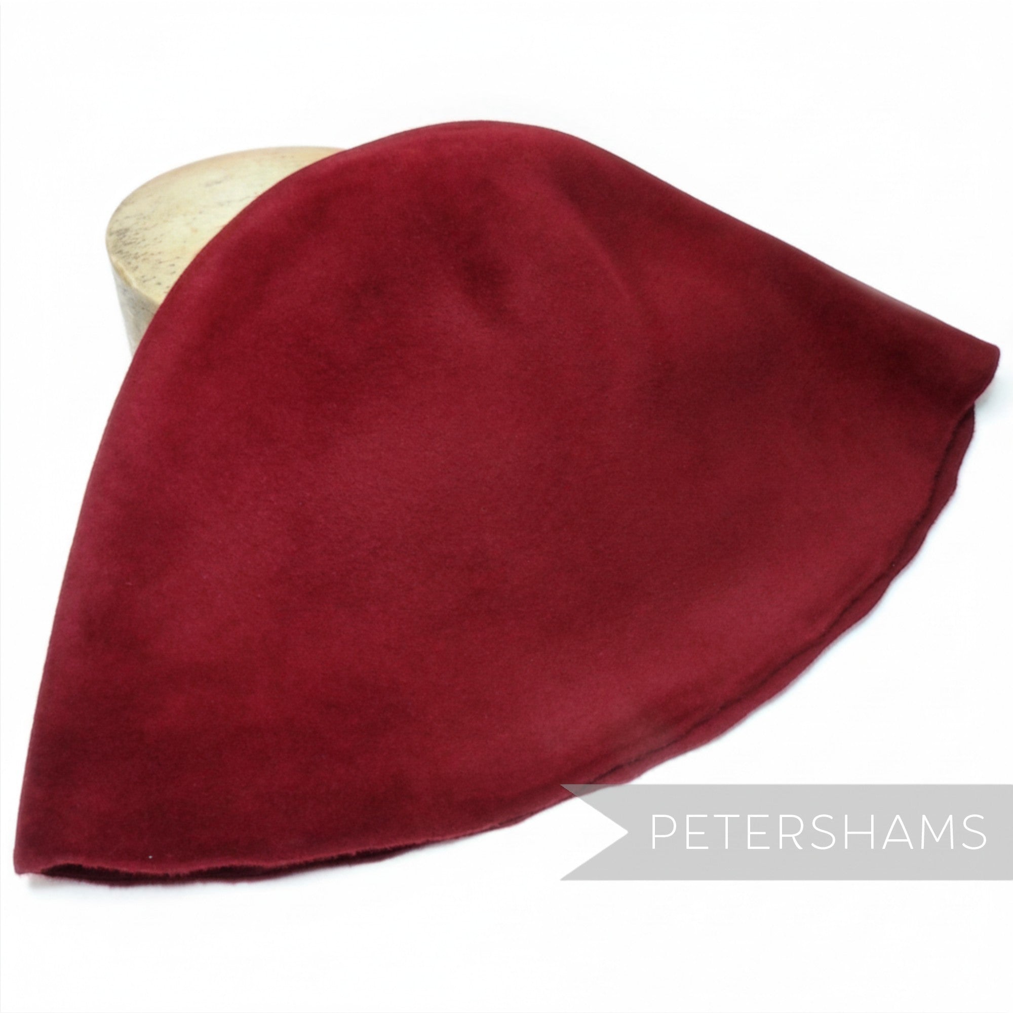 Petershams Millinery Supplies extra large deep red double faced peachbloom fur felt hat cone for millinery projects