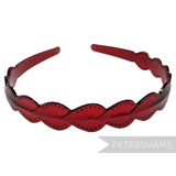 Petershams Millinery Supplies vintage red leaf design children's headband with tortoise shell effect and tooth grips.