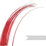 Petershams Millinery Supplies long red stripped ostrich quill feather for hat making and millinery crafts.