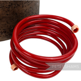 Petershams Millinery Supplies vintage 1940s red plastic tube wrap bracelet with ribbed end caps