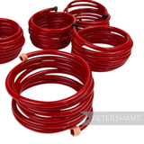 Petershams Millinery Supplies vintage red plastic tube wrap bracelets with multi-coloured end caps for small wrists.