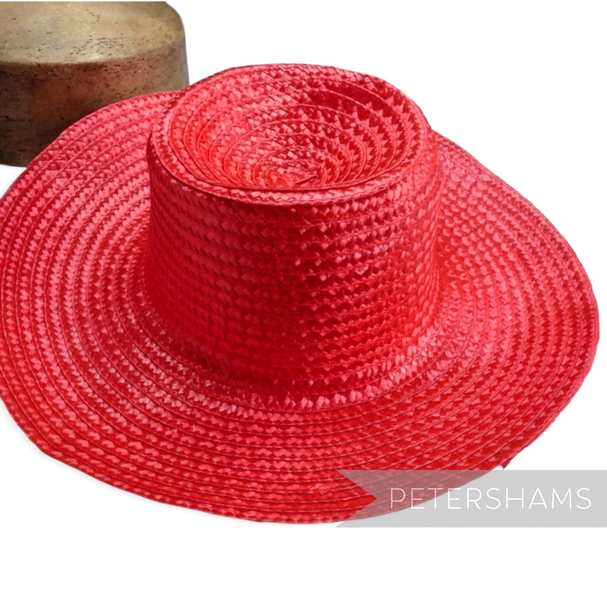 Petershams Millinery Supplies red shiny flat polybraid capeline hat body for millinery projects.