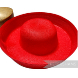 Petershams Millinery Supplies red polybraid sailor hat form with large upturned brim, ideal for race hats and mothers of the bride.