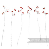 Petershams Millinery Supplies red seed bead wired stems with silver wire, 6 stems for crafts and fascinators.