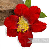 Petershams Millinery Supplies vintage red silk hibiscus flower with long yellow stamens for hat making