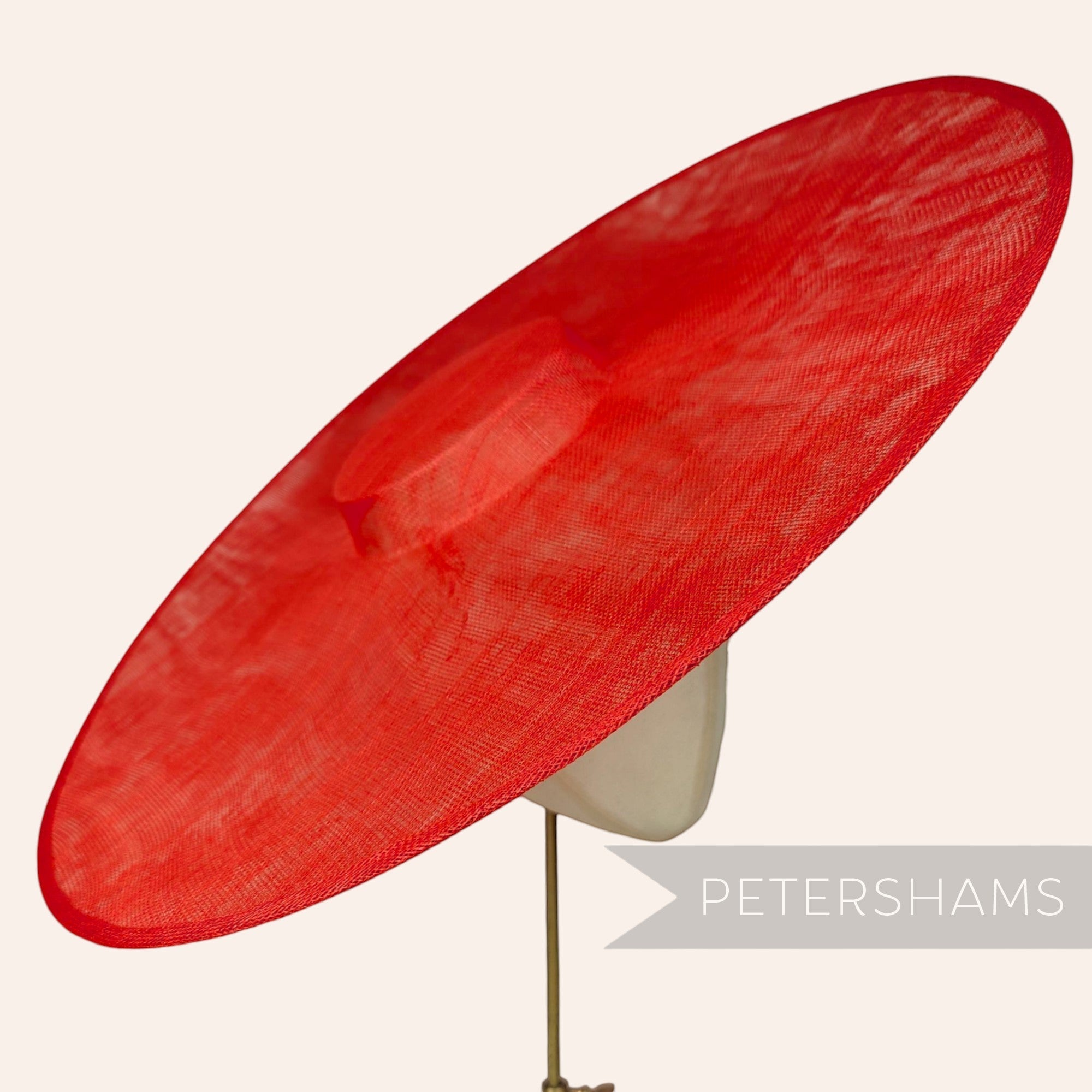 Petershams Millinery Supplies oversized red sinamay cartwheel fascinator hat base