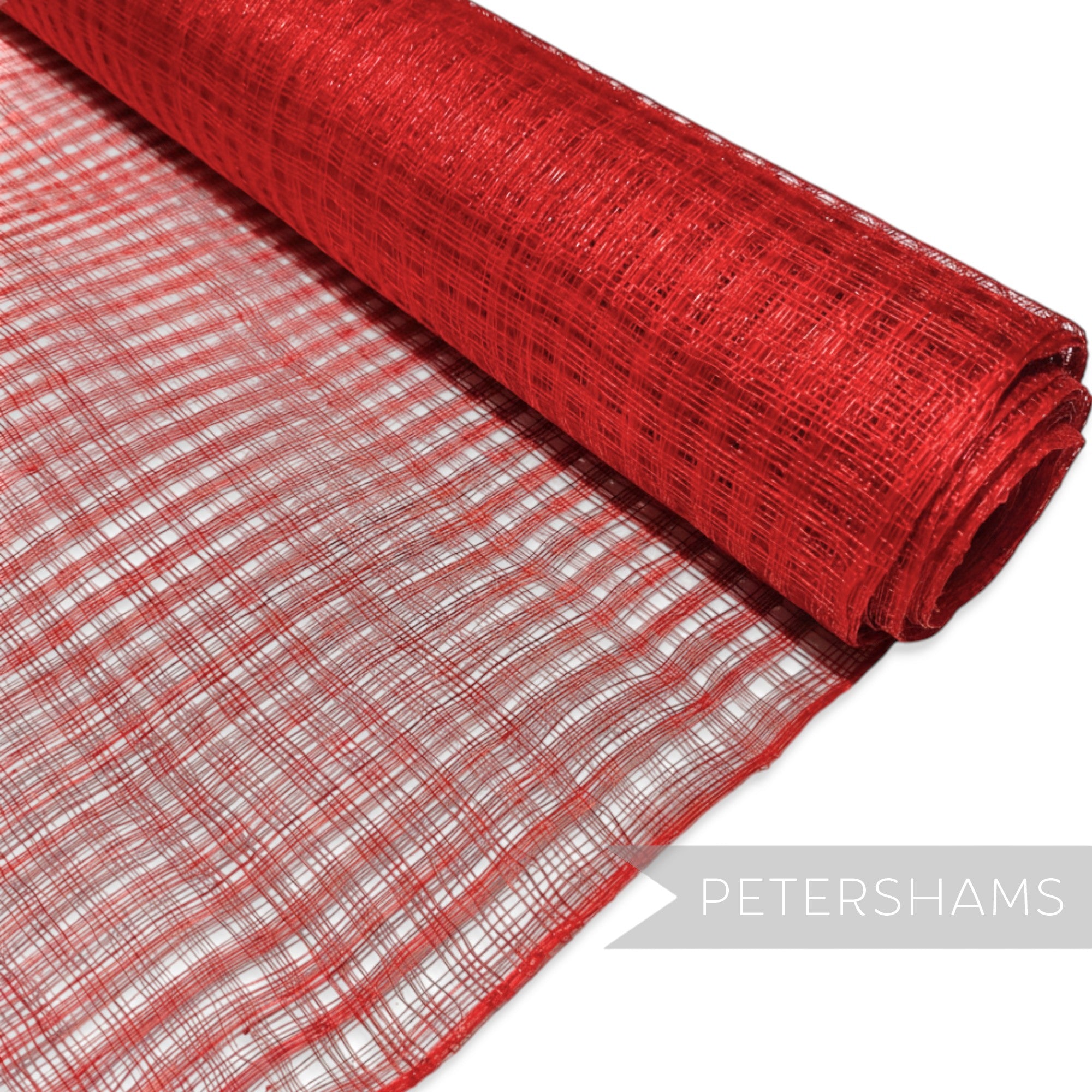 Petershams Millinery Supplies red basket weave sinamay fabric roll for hat making and fascinators