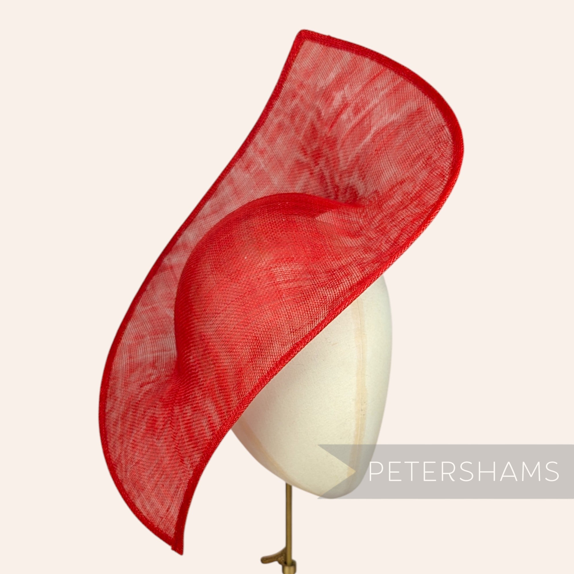 Petershams Millinery Supplies red sinamay double pointed fascinator hat base