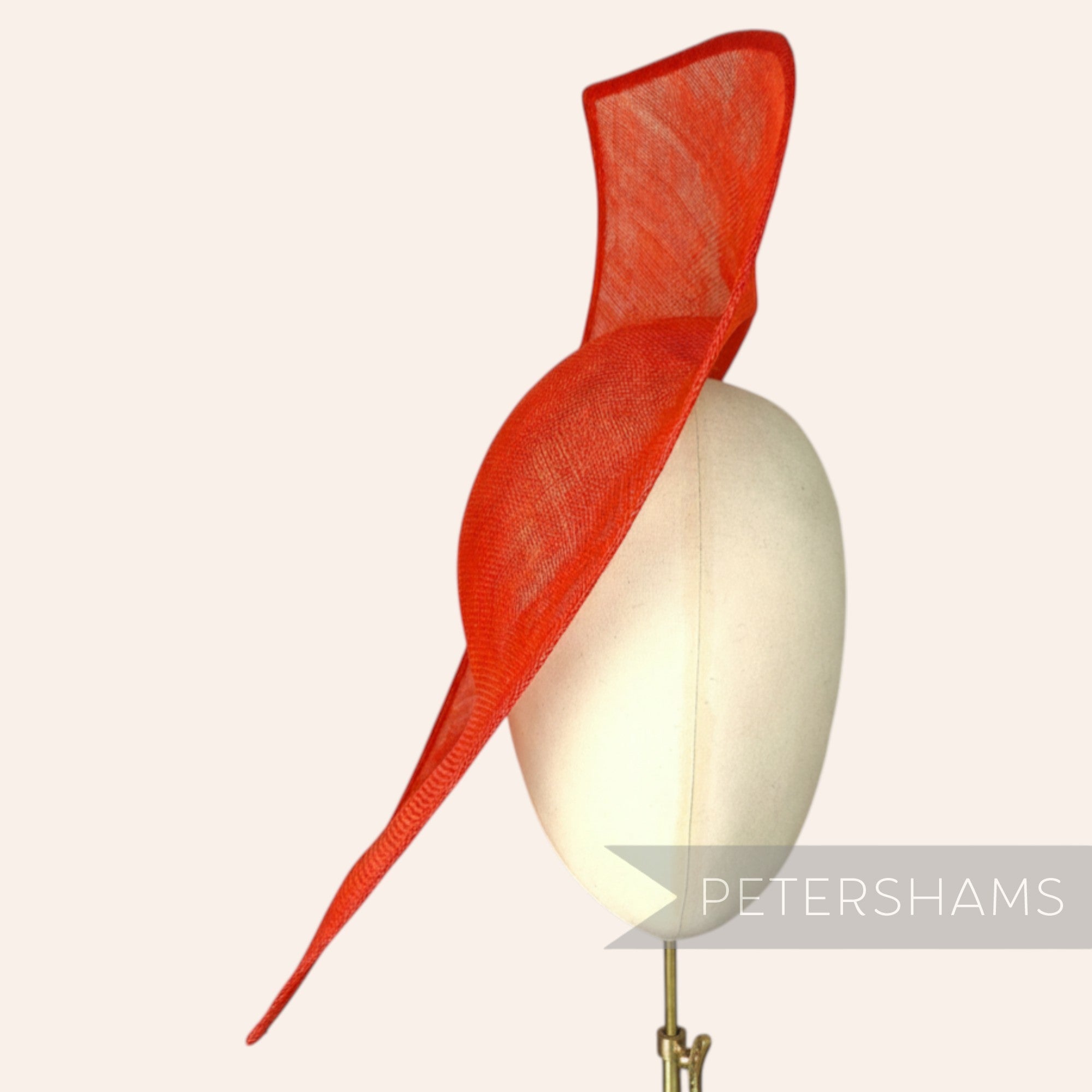Petershams Millinery Supplies Jackie red sinamay fascinator hat base with double pointed design