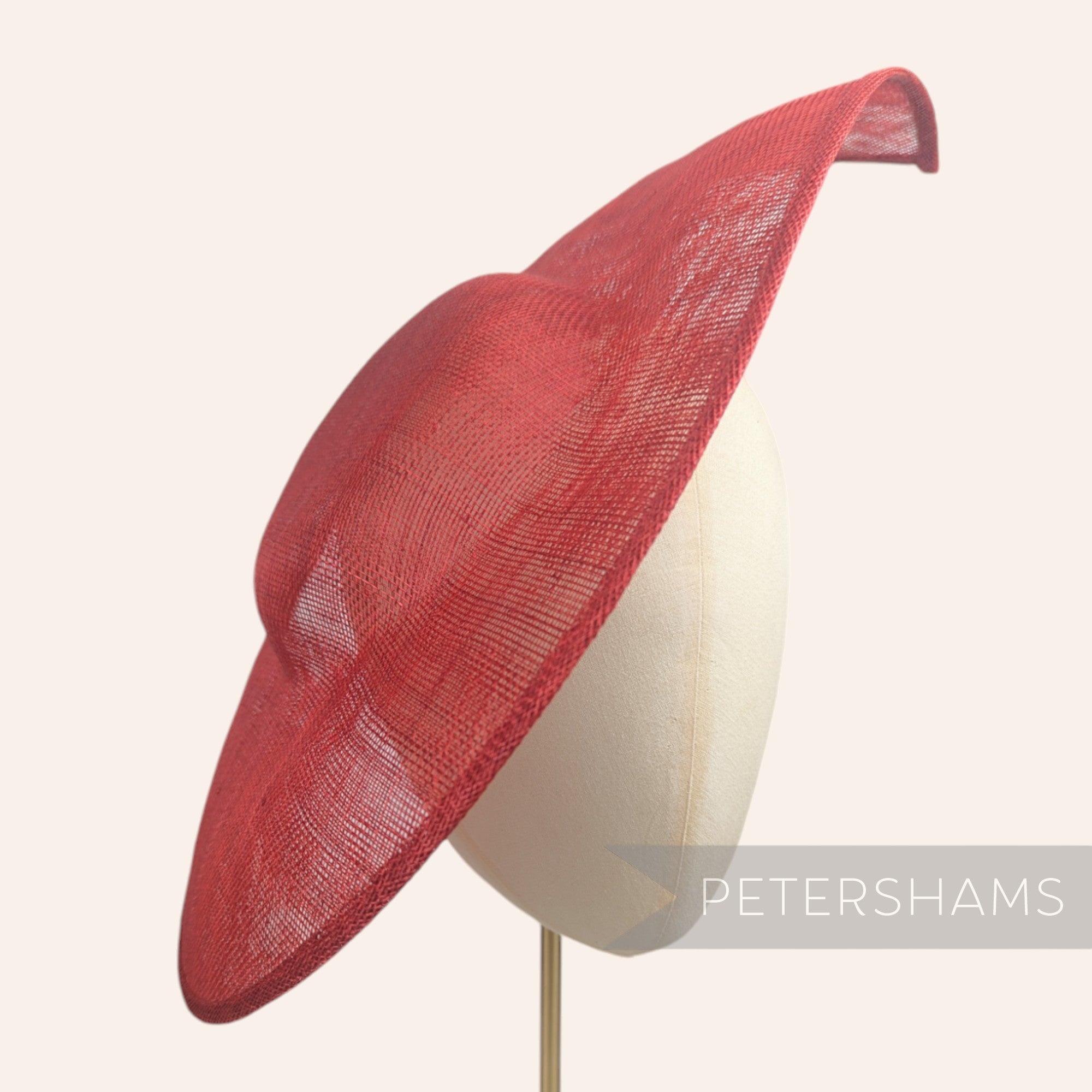 Petershams Millinery Supplies extra large red sinamay fascinator base with pointed tip
