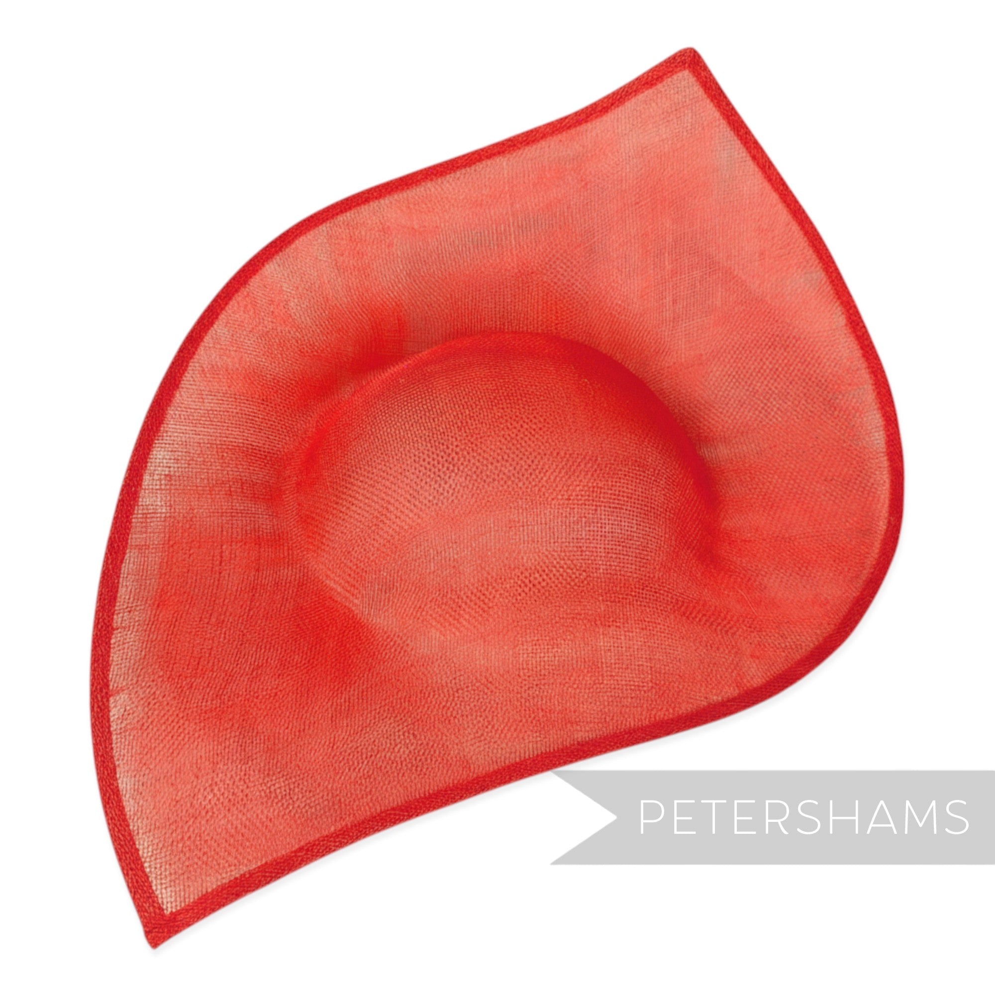 Petershams Millinery Supplies red Jackie double pointed sinamay fascinator hat base for millinery projects