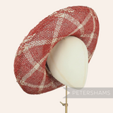 Petershams Millinery Supplies vintage red and white roulette curve seagrass and jute straw capeline hat body