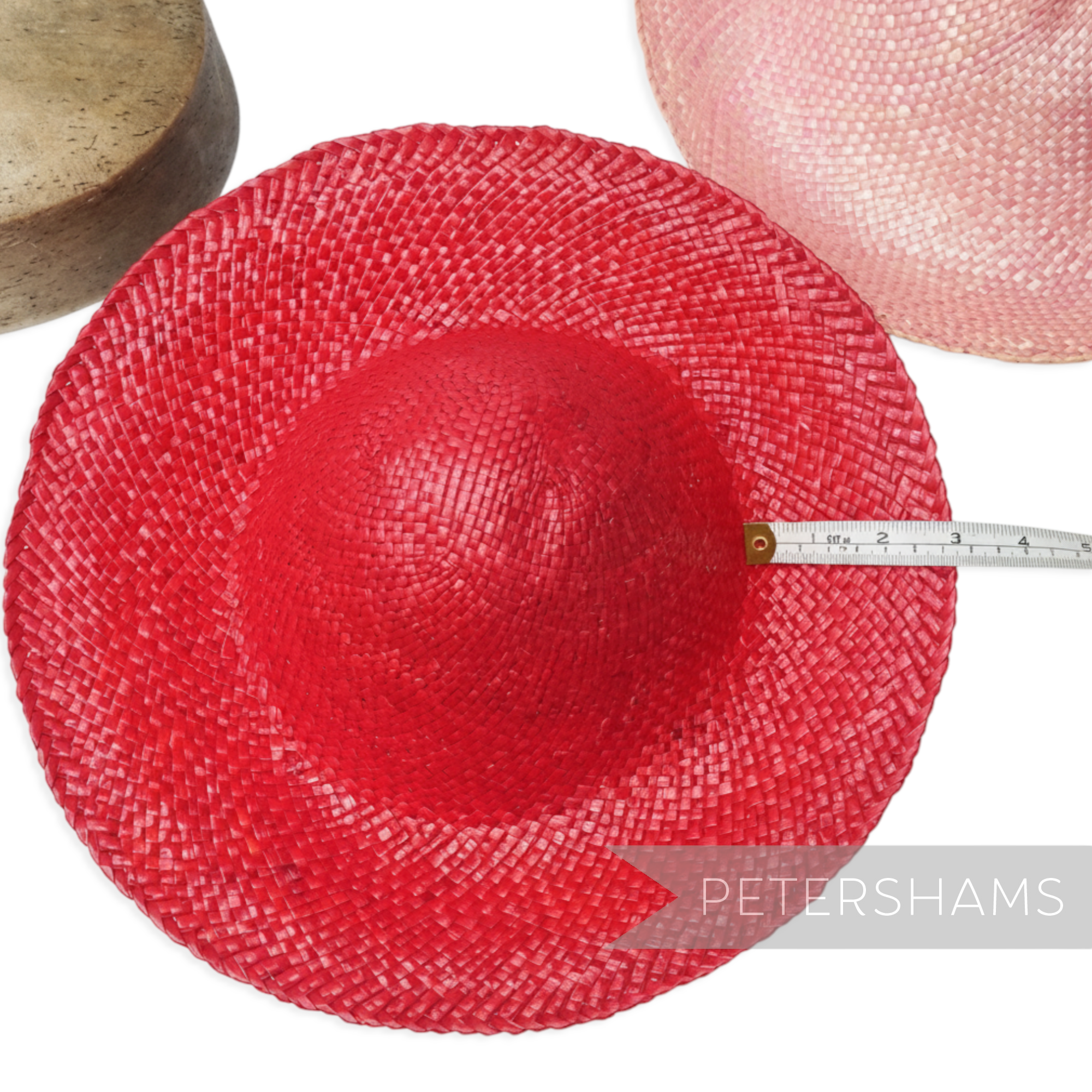 Petershams Millinery Supplies red mini shiny wheatstraw capeline hat body measuring 8 inches for fascinator making
