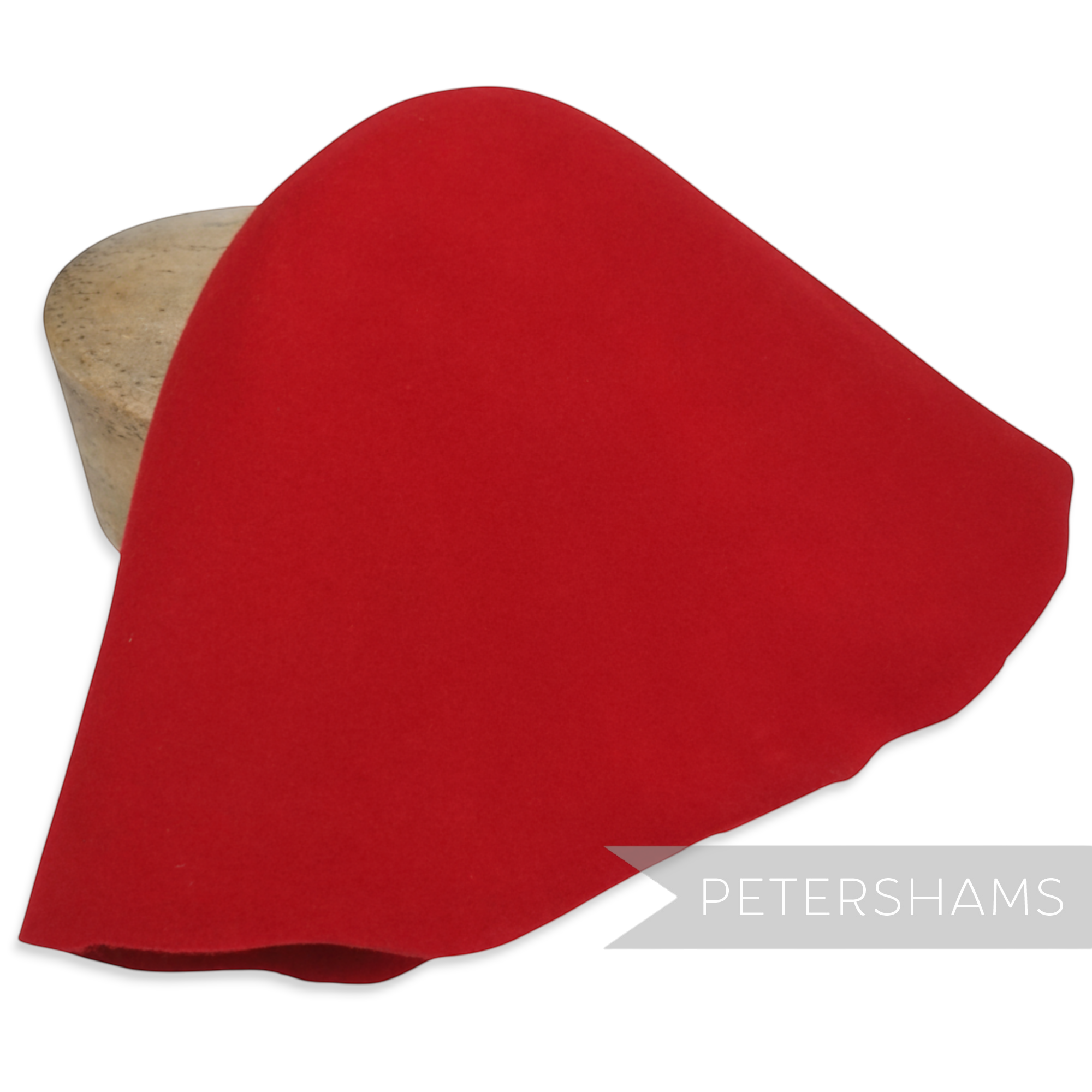 Petershams Millinery Supplies red wool felt cone hat body for millinery and hat blocking projects.