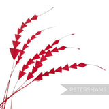 Petershams Millinery Supplies red hand-stripped coque feathers with a decorative zig zag pattern for hat making