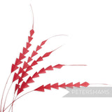Petershams Millinery Supplies red coque feathers trimmed into a decorative zig zag pattern for hat making