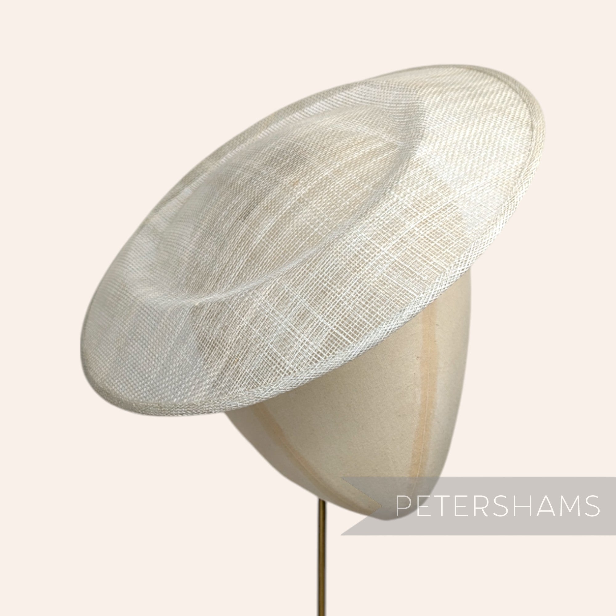 Petershams Millinery Supplies 29cm round pale grey sinamay fascinator hat base