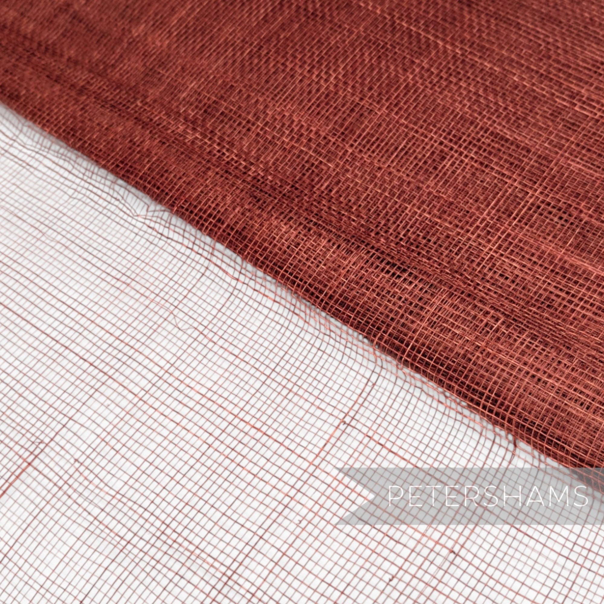 Petershams Millinery Supplies rust brown open weave sinamay abaca fabric for millinery and hat making