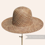 Petershams Millinery Supplies vintage rust and natural graphic weave Ecuador Panama straw capeline hat body
