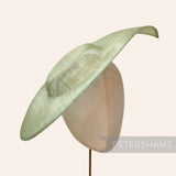 Petershams Millinery Supplies extra large sage green sinamay fascinator base with a pointed tip