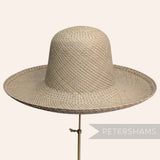 Petershams Millinery Supplies vintage Ecuador Panama straw capeline hat in sage green and natural weave.