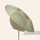 Petershams Millinery Supplies Charlotte 35cm sage green sinamay saucer fascinator hat base