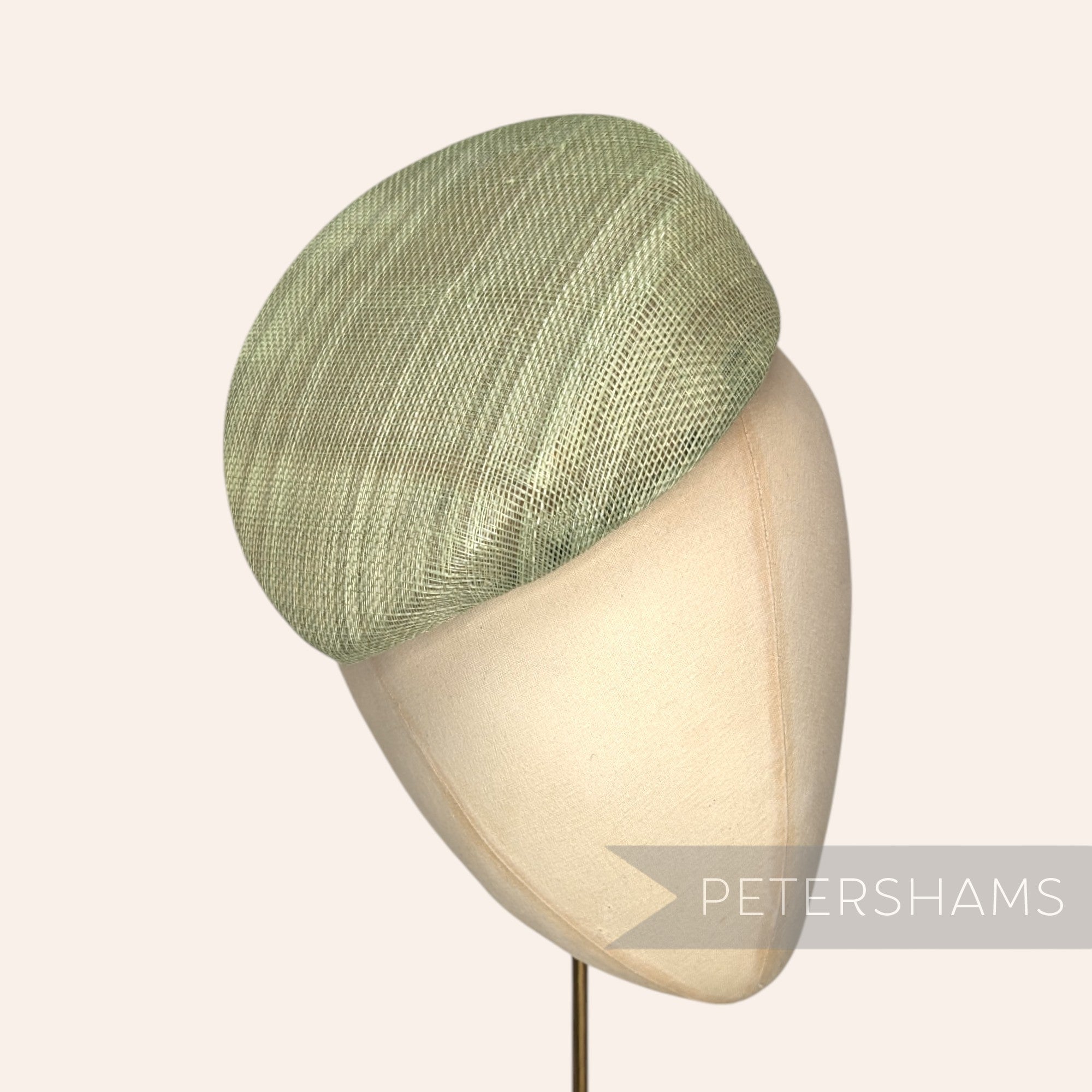 Petershams Millinery Supplies Betty sloped pillbox fascinator hat base in sage green sinamay