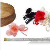Petershams Millinery Supplies Zahra silk flower hat mounts in various colours with wire stems and leaves