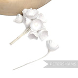 Petershams Millinery Supplies white silk lily of the valley flower cups for wedding headdresses and millinery crafts.