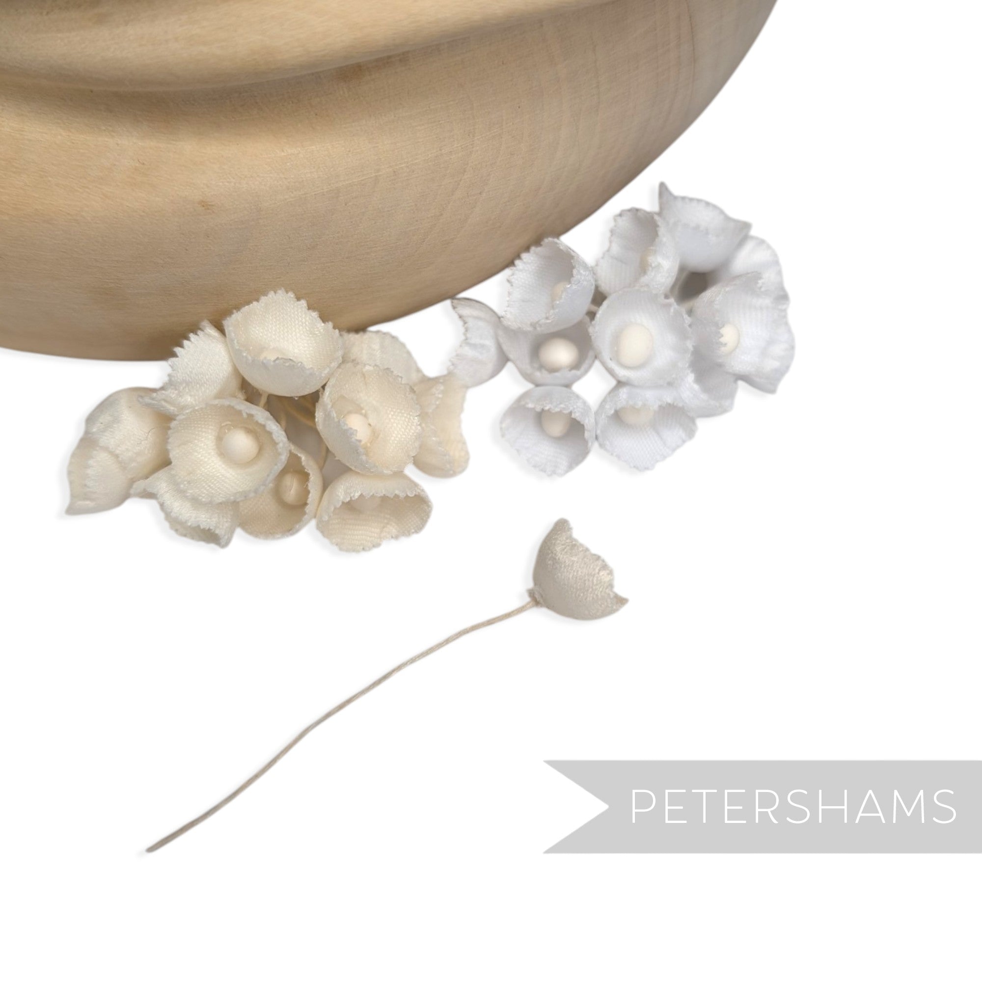 Petershams Millinery Supplies Alicia silk lily of the valley flower stems in white and cream for wedding headdresses