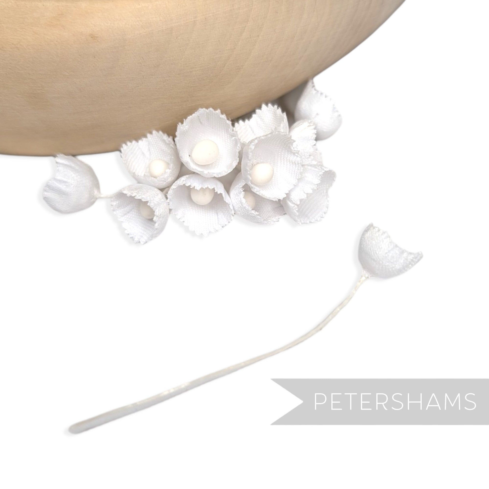 Petershams Millinery Supplies Alicia teeny white silk lily of the valley flower stems for millinery and crafts